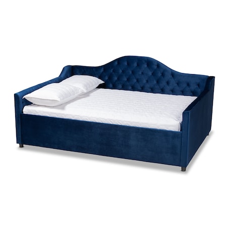 Perry Blue Velvet Upholstered And Button Tufted Full Size Daybed